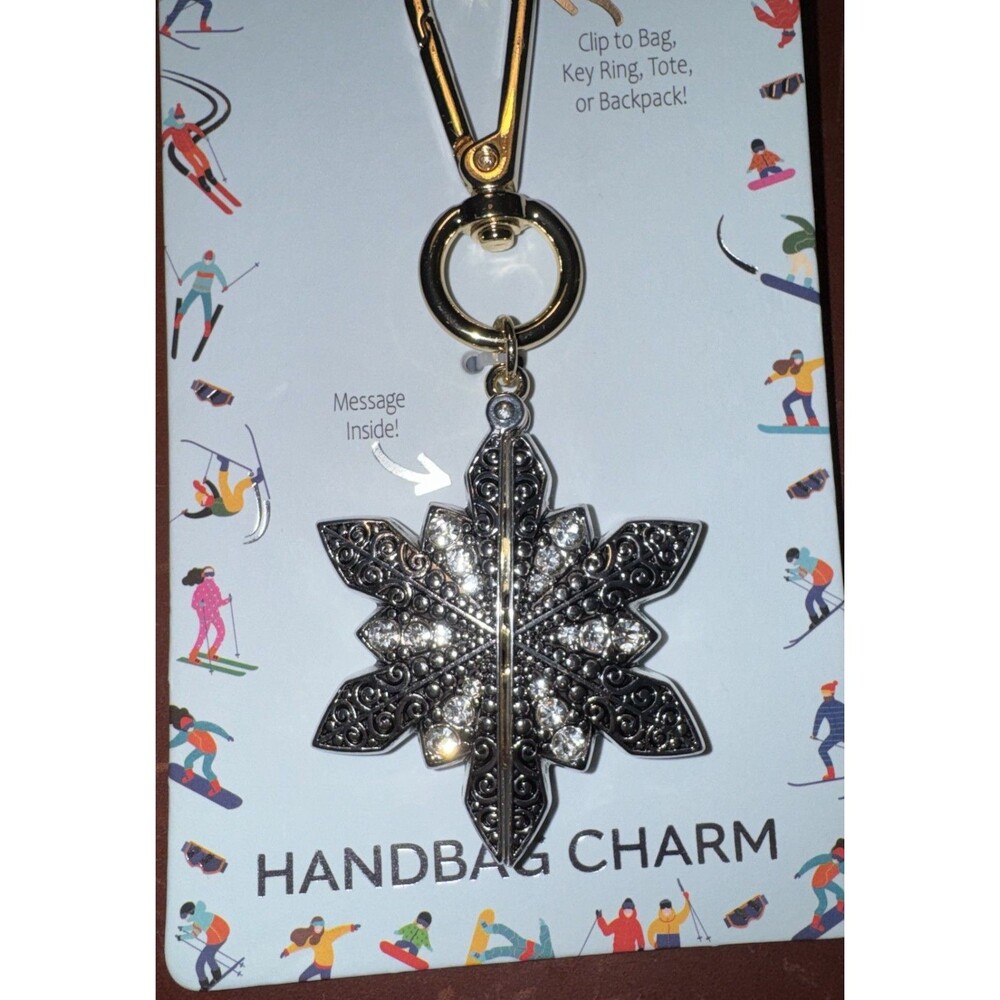 True to Form Snowflake Handbag Charm with "Let It Snow" Message Inside - Picture 3 of 5
